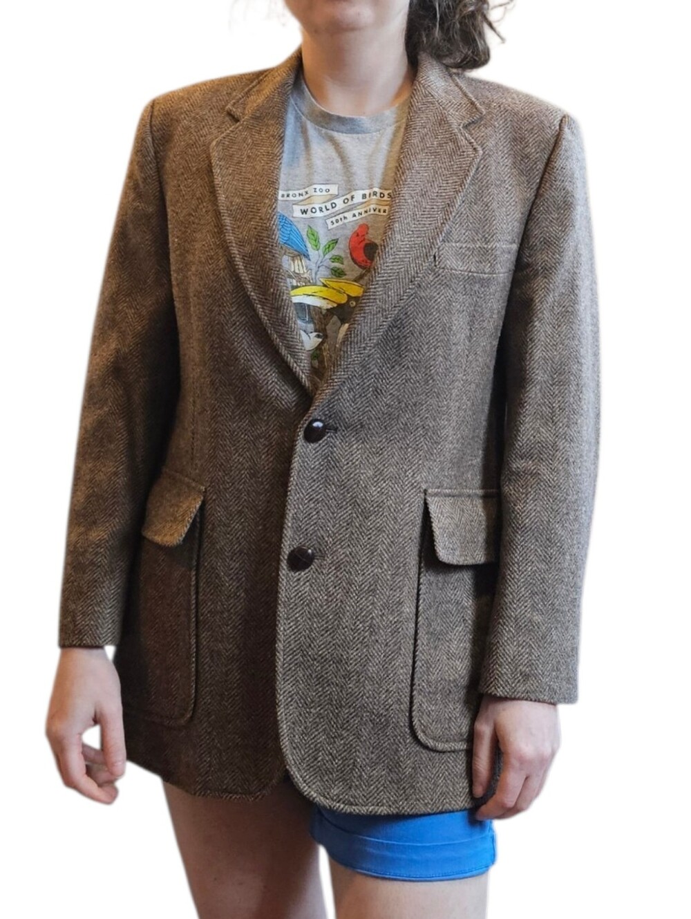 Vintage Haggar 100% Wool Tweed Blazer Mens 38S 40S Brown